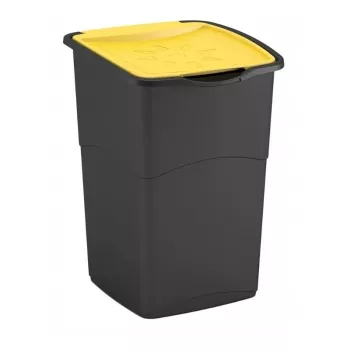 Curver Koral papelera 47L negro/amarillo con tapa basculante