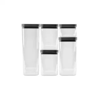 CURVER Kara set de recipientes para alimentos secos 0,5L + 2x1,2L + 1,8L + 2,4L transparente/gris oscuro hermético apilable sin BPA