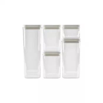 CURVER set de recipientes para alimentos secos 0,5L + 2x1,2L + 1,8L + 2,4L Kara transparente/blanco