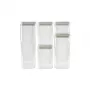 CURVER set de recipientes para alimentos secos 0,5L + 2x1,2L + 1,8L + 2,4L Kara transparente/blanco