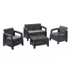 KETER Conjunto de muebles de jardín Corfu gris - sofá 4 plazas, 2 sillones, mesa de centro