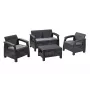 KETER Conjunto de muebles de jardín Corfu gris - sofá 4 plazas, 2 sillones, mesa de centro
