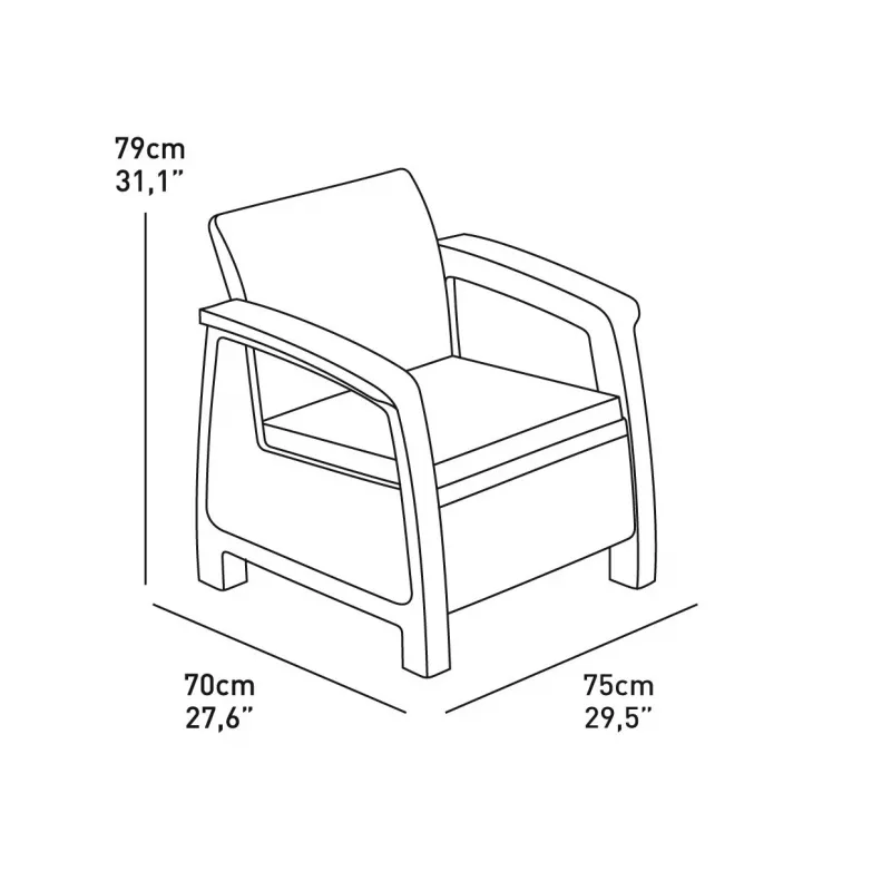 KETER Conjunto de muebles de jardín Corfu Set 3 piezas beige efecto ratán con cojines grises
