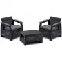 Keter Conjunto de muebles de jardín Corfu Weekend 2 plazas con mesa de centro, efecto ratán gris