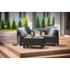 Keter Conjunto de muebles de jardín Corfu Weekend 2 plazas con mesa de centro, efecto ratán gris