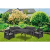 Keter Conjunto de lounge de jardín Corfu Fiesta 6 plazas con mesa de comedor, gris grafito