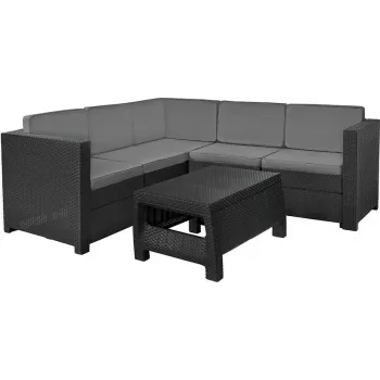 KETER Conjunto de muebles de jardín Provence con mesa gris