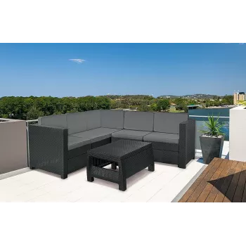 KETER Conjunto de muebles de jardín Provence con mesa gris