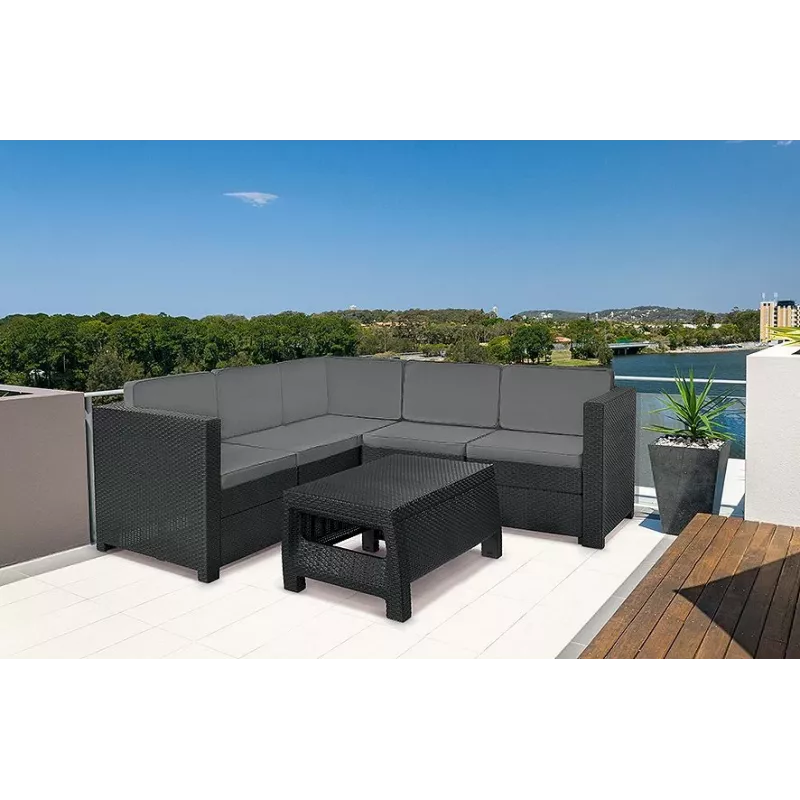 KETER Conjunto de muebles de jardín Provence con mesa gris