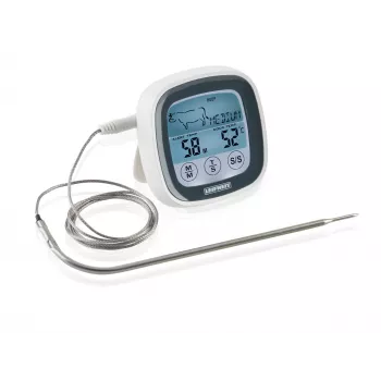 Termómetro digital LEIFHEIT para asar y hacer a la parrilla con sonda de acero inoxidable, temporizador y programas de carne predefinidos