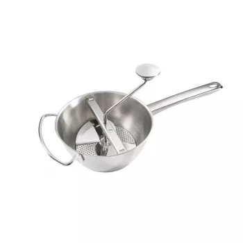 Pasapurés Flotte Lotte ComfortLine LEIFHEIT 20 cm, acero inoxidable, 3 discos, manual, plata/negro