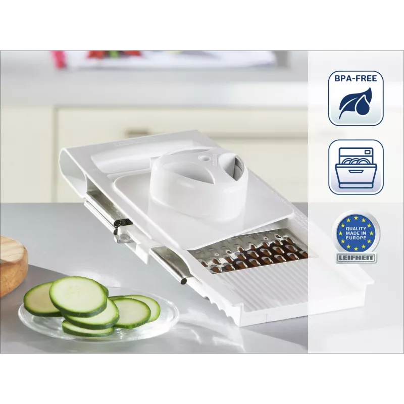 Cortador universal LEIFHEIT con 5 cuchillas – Utensilio de cocina multifunción para hierbas, verduras, masa y más, blanco/verde