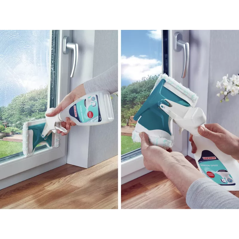 Limpiacristales concentrado LEIFHEIT con detergente, 500 ml, fórmula sin rayas para ventanas, espejos, cristales, mamparas de ducha, baldosas, compatible con aspiradores de ventanas y limpieza manual