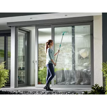 Set de limpieza de ventanas LEIFHEIT con mango telescópico, escurridor 2en1 XL Pro Reach, alcance de 4 m