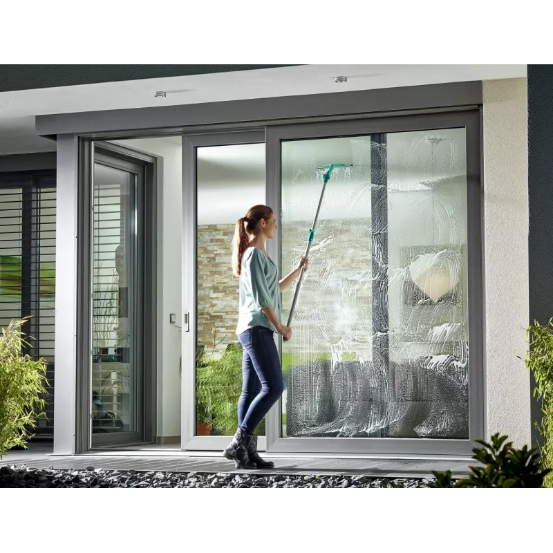 Set de limpieza de ventanas LEIFHEIT con mango telescópico, escurridor 2en1 XL Pro Reach, alcance de 4 m