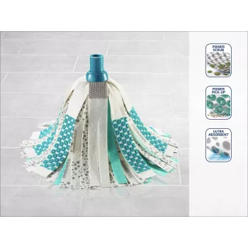 LEIFHEIT 3in1 Power Mop con tecnología Clean Twist Spin, mango telescópico, cubo de 20L, cabezal de microfibra, turquesa/blanco