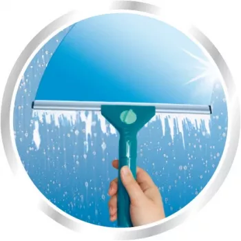 Escurridor de ventanas Classic LEIFHEIT con mango telescópico 100-155 cm, escurridor de 33 cm, sin rayas, verde/blanco
