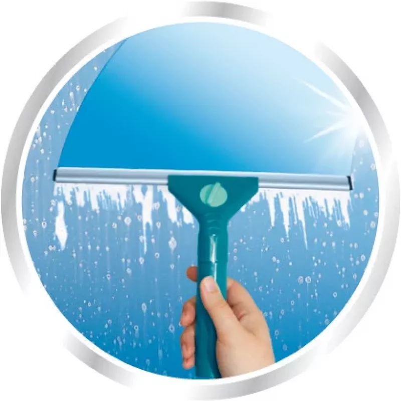 Escurridor de ventanas Classic LEIFHEIT con mango telescópico 100-155 cm, escurridor de 33 cm, sin rayas, verde/blanco