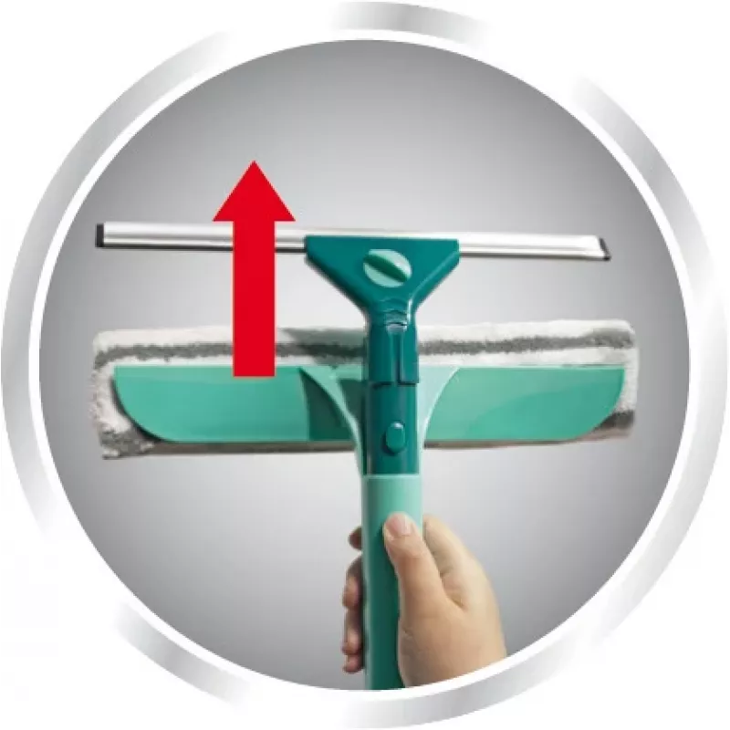 Escurridor de ventanas Classic LEIFHEIT con mango telescópico 100-155 cm, escurridor de 33 cm, sin rayas, verde/blanco