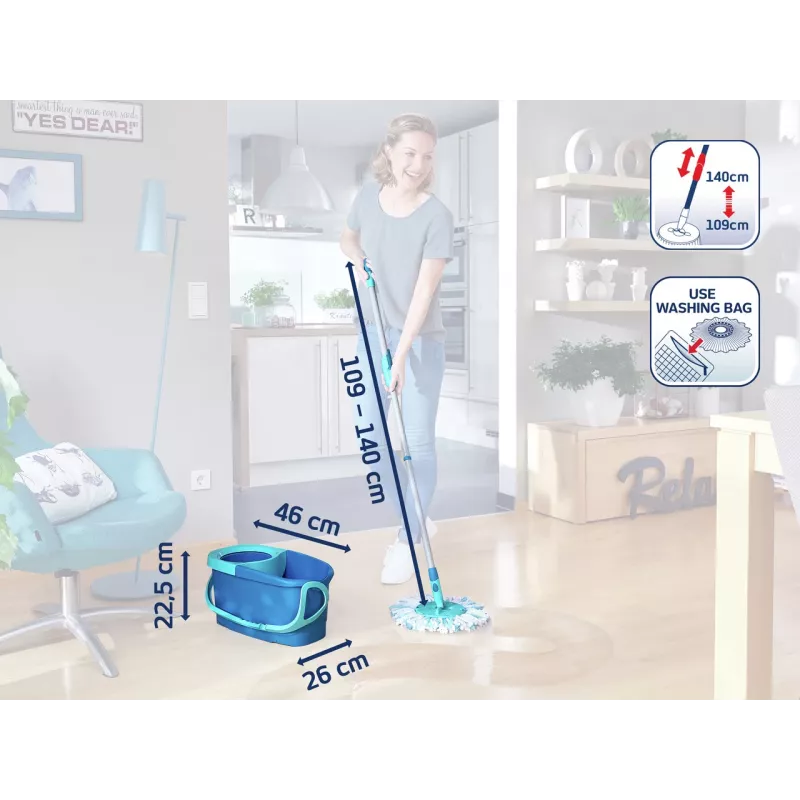 LEIFHEIT Set de limpieza de suelos Rotations-Disc-Mop Ergo con Power Cleaner 1L
