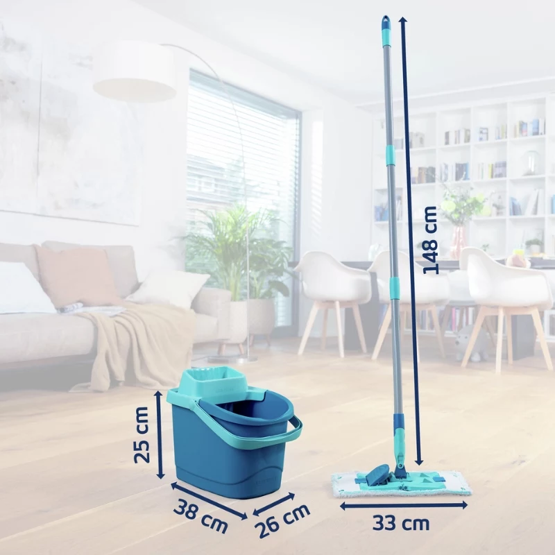 Set de limpieza de suelos Clean Twist M Ergo Leifheit con cabezal de mopa Micro Duo, 33 cm, verde/blanco
