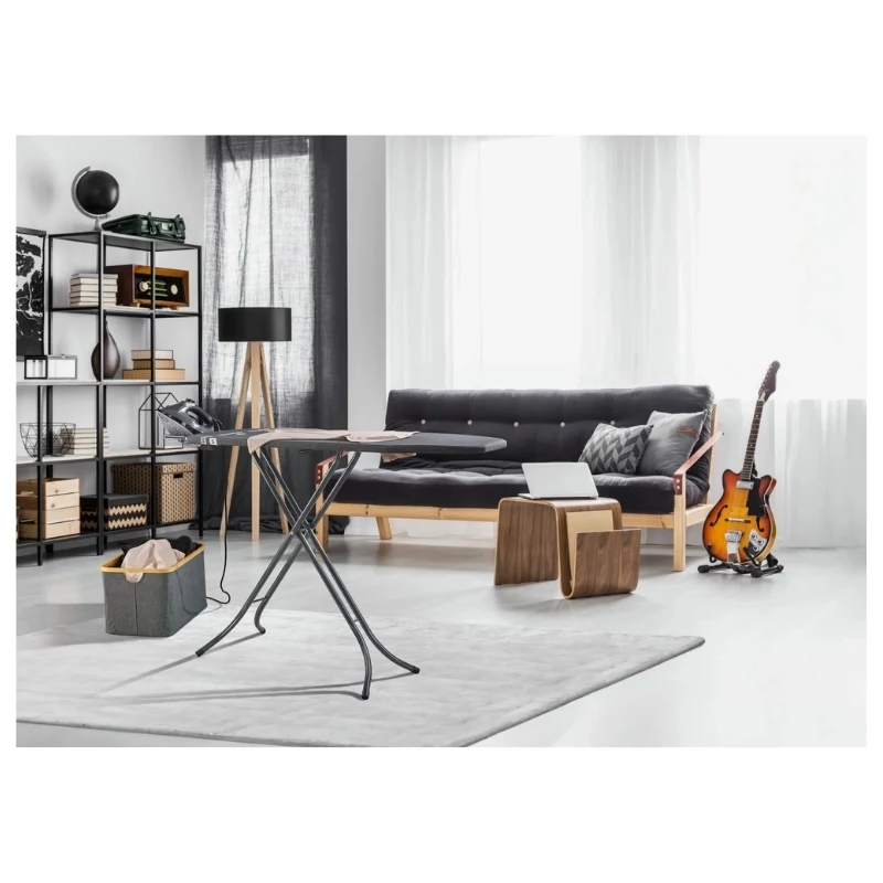 Leifheit Classic M tabla de planchar negra 120x38 cm con soporte fijo para la plancha y funda de algodón