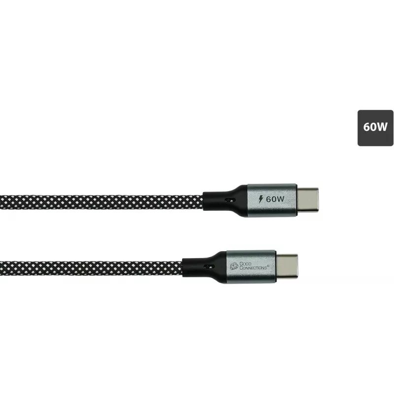 GoodConnections Cable USB 2.0 magnético en espiral 60W USB-C a USB-C, negro/blanco, 1m 2060-MT010SW