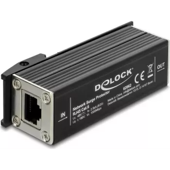 Delock protección contra sobretensiones de red RJ45 para montaje en carril DIN