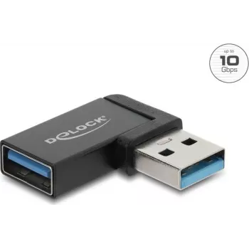 Delock adaptador USB 10 Gbps Type-A macho a hembra acodado a la izquierda