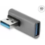 Delock adaptador USB 10 Gbps Type-A macho a Type-A hembra acodado, carcasa de aluminio