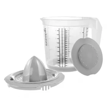 KEEEPER Matteo jarra medidora con base antideslizante y exprimidor en la tapa, 1L, transparente/gris