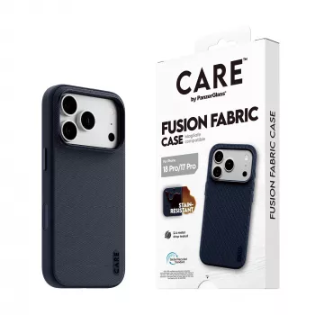CARE by PanzerGlass Fusion Fabric funda azul con MagSafe para iPhone 17 Pro