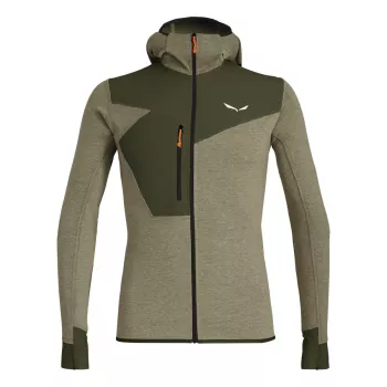 Salewa Puez 2 Dry camiseta de manga larga con capucha y cremallera completa Dark Olive Melange para hombre XL