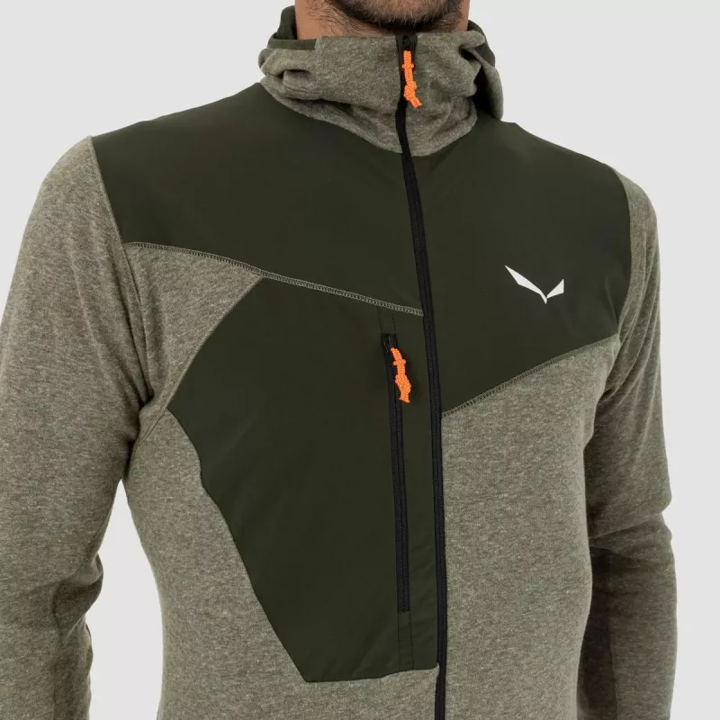 Salewa Puez 2 Dry camiseta de manga larga con capucha y cremallera completa Dark Olive Melange para hombre XL