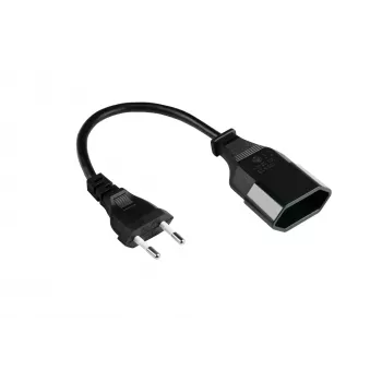 Kabelmeister alargador euro cable CEE 7/16 conector macho a conector hembra, 0,2 m, negro, 0,75 mm², H03VVH2-F