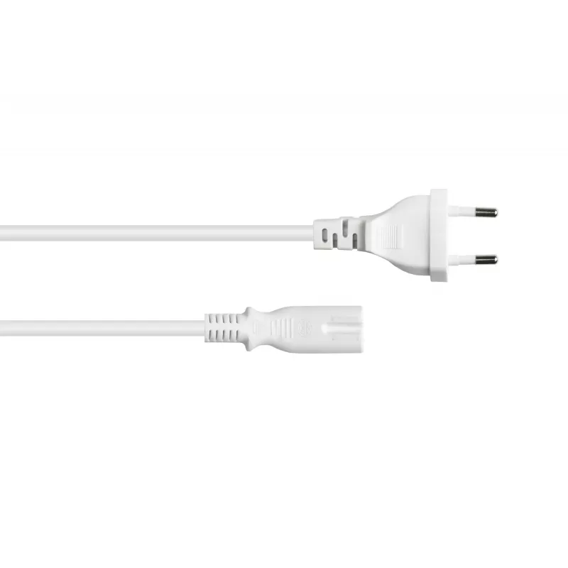 Cable de alimentación Euro Kabelmeister CEE 7/16 a IEC C7, blanco, 1 m, 0,75 mm²