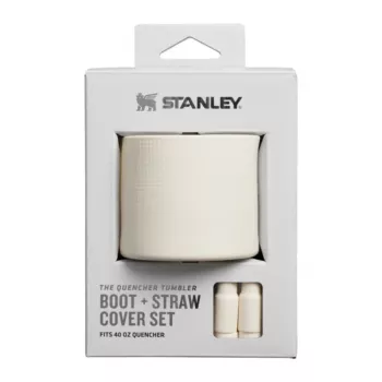 STANLEY The Quencher Boot + Strohhalm-Topper-Set, accesorio protector de silicona para vaso térmico 1,18L, Light Cream