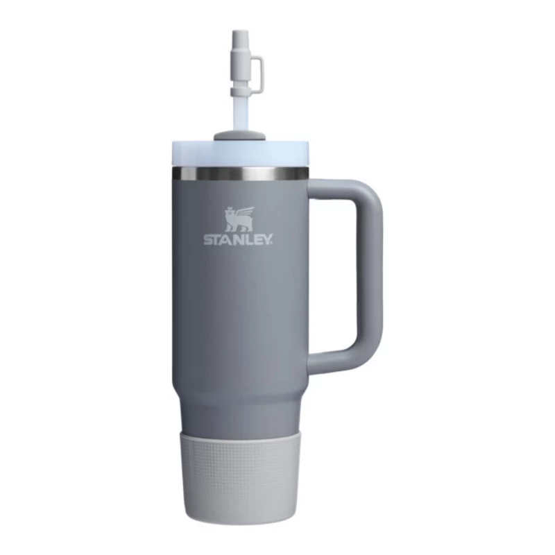 STANLEY Set de 2 fundas protectoras y tapones para pajita para vaso térmico 0,89L/0,59L The Quencher Boot + Straw Topper gris claro