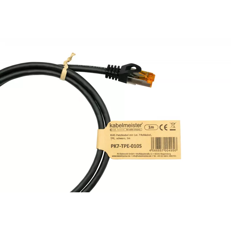 Cable de red Cat.7 S/FTP KABELMEISTER, TPE libre de halógenos, negro, 1,5 m