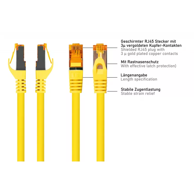 Kabelmeister Cable de red Cat.7 S/FTP, RJ45, TPE, libre de halógenos, amarillo, 2m