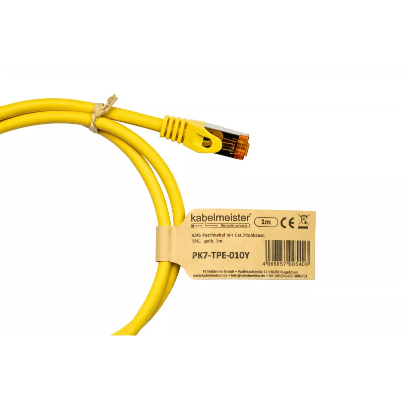 Kabelmeister Cable de red Cat.7 S/FTP, RJ45, TPE, libre de halógenos, amarillo, 2m