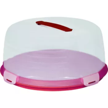 CURVER Fiambrera redonda para tarta Ø34,7x15,6cm rojo con tapa transparente