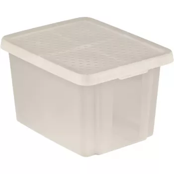 CURVER Caja de almacenamiento transparente Essentials 26L con tapa, apilable y encajable, 44x34x27 cm