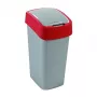 CURVER Flip Bin 45L Cubo de basura Plata/Rojo con tapa basculante