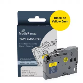 MediaRange MRBTZ611 Cartucho de cinta de rotulación 6mm Negro sobre Amarillo 8m para Brother TZe-611