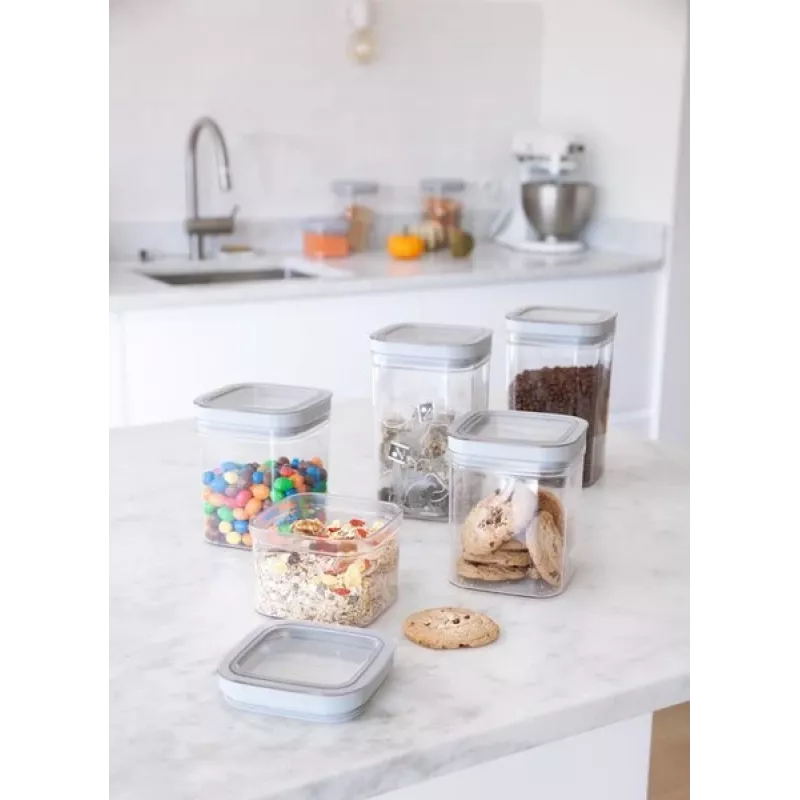 CURVER Dry Cube Recipiente cuadrado para almacenamiento de alimentos 2,3L Transparente/Gris