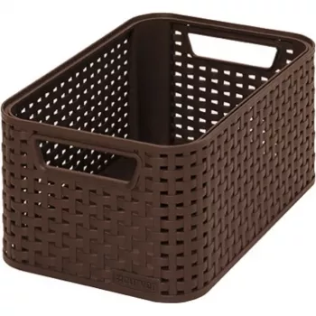 CURVER KIS Style S Caja de almacenamiento 7,2L Marrón oscuro Efecto ratán trenzado 28,5x19,4x13cm