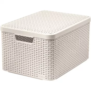 CURVER Style L Caja de almacenamiento con tapa, 43,6 x 32,6 x 23 cm, Crema, plegable, apilable