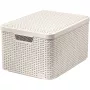 CURVER Style L Caja de almacenamiento con tapa, 43,6 x 32,6 x 23 cm, Crema, plegable, apilable