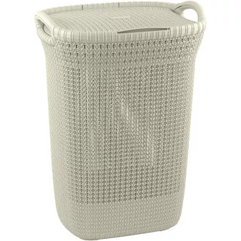 Curver Knit 57L Cesto de ropa con tapa, Blanco